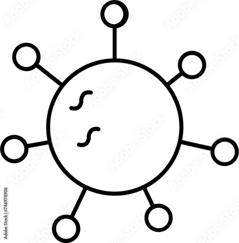 Flat style Virus icon in black line art.