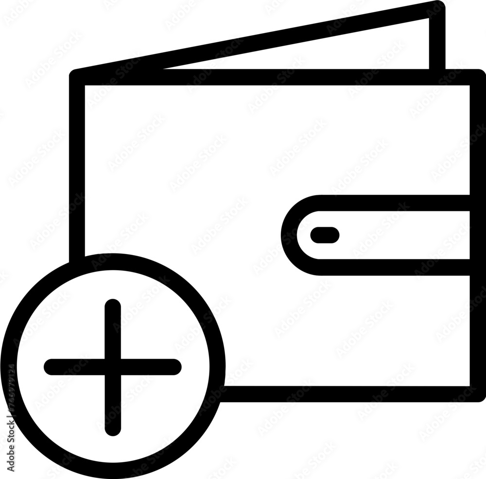 Add to wallet icon or symbol in thin line art.