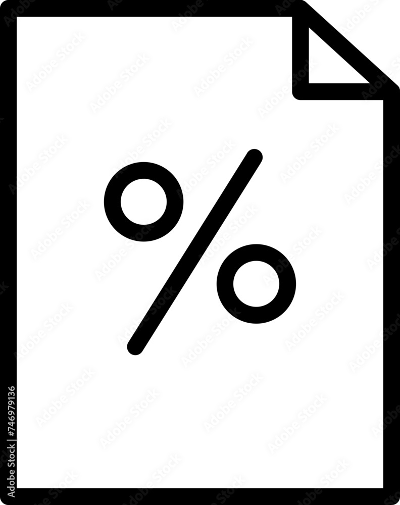 Discount paper icon in black line art. Discount paper icon in black line art.