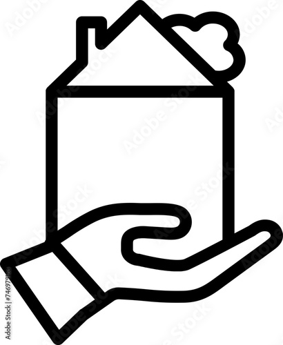 Property dealer or insurance icon in black line art.
