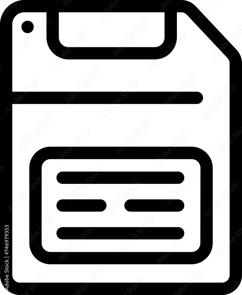 Black Outline Floppy Disk Icon in Flat Style. Black Outline Floppy Disk Icon in Flat Style.
