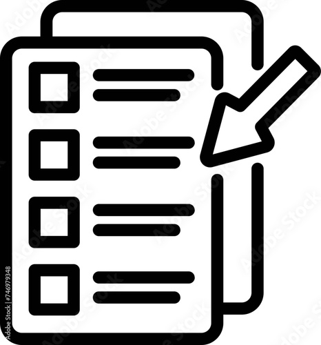 Paper List With Arrow Icon In Line Art.