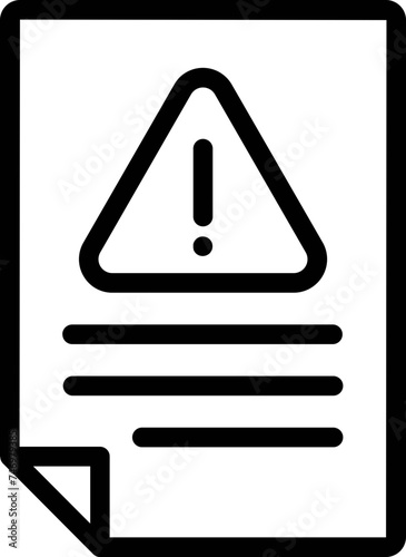 Warning File or Document Icon in Black Outline.