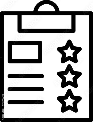 Line art Rating clipboard icon in flat style.