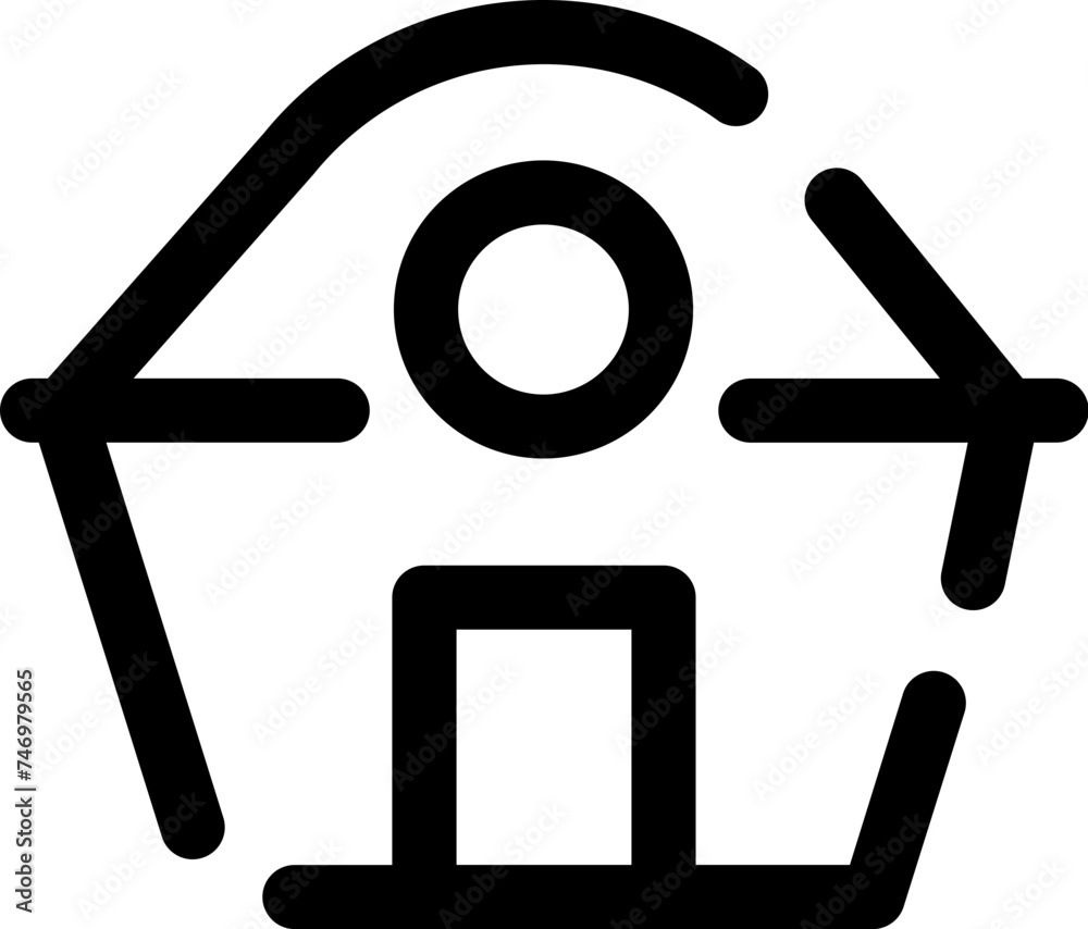 Isolated Home or Shop icon in black line art.
