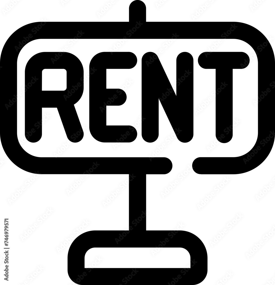 Rent Board icon in black thin line art. Rent Board icon in black thin line art.