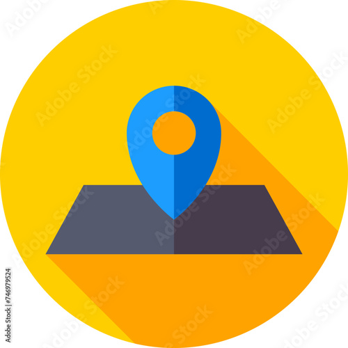 Blue Map Navigation icon on yellow circle background.