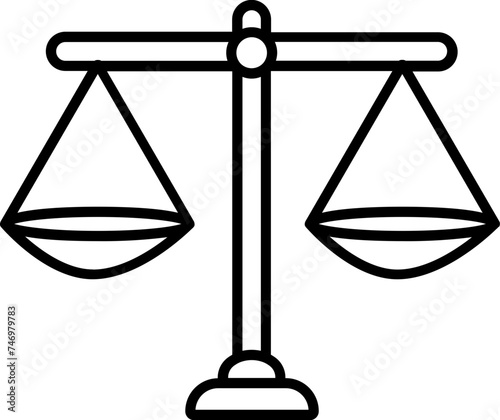 Black outline balance scale icon on white background.