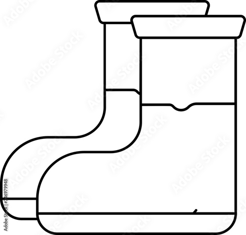 Flat Style Boots Icon in Black Line Art.