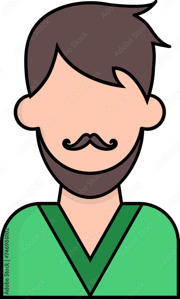 Illustration of Cartoon Bearded man character icon. Illustration of Cartoon Bearded man character icon.
