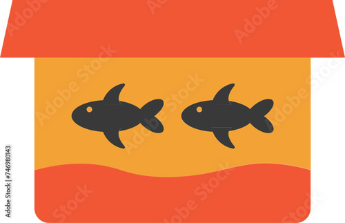Fish tank icon in flat style.