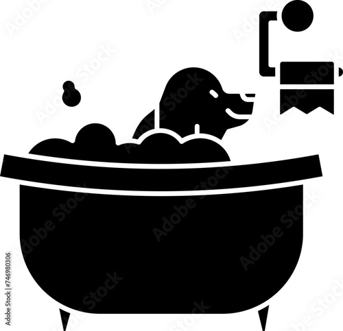 Dog Bathing Tub Icon in Glyph Style.