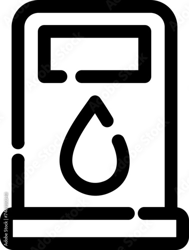 Black Line Art Illustration of Petrol Pump Icon.