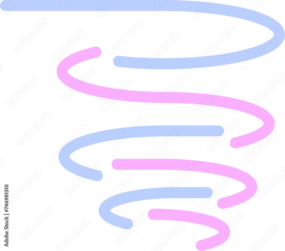 Tornado Icon In Blue And Pink Line Art.