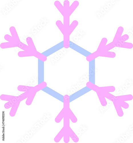 Line Art Illustration of Snowflake Icon in Pink And Blue Color.