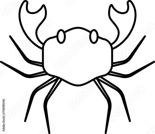 Thin line art Crab icon on White background. photo