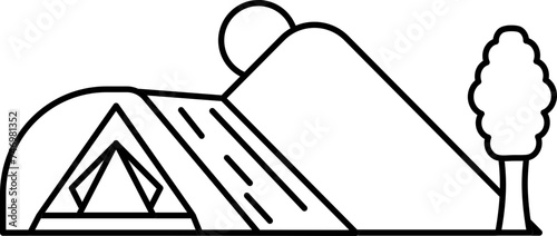 Tent with Sun or Moon and Mountain icon for Camping Area.