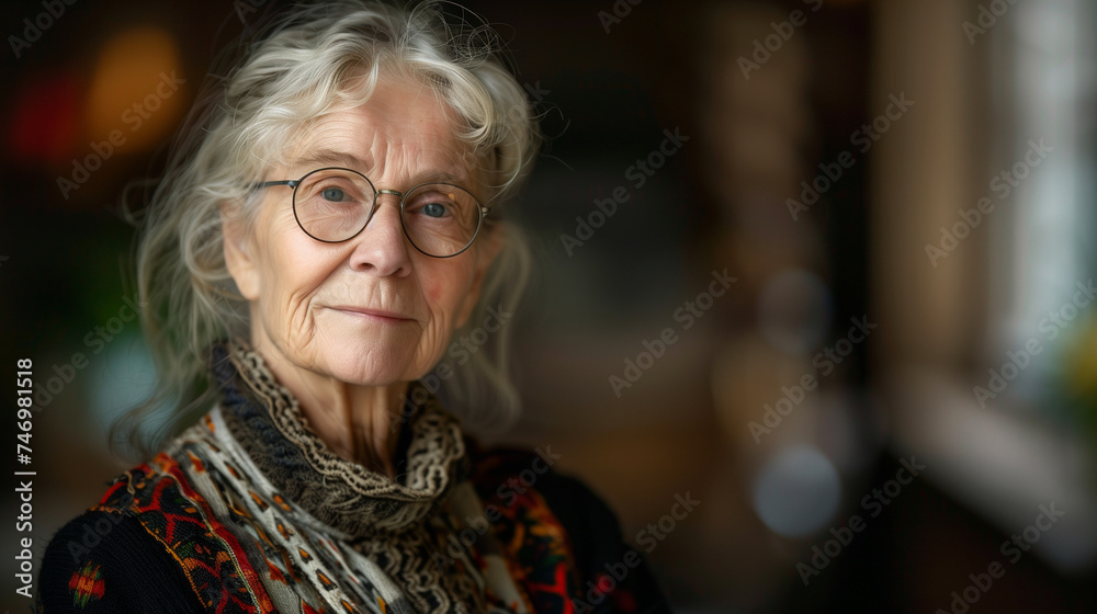 Portrait of a Swedish middle aged lady with a neutral European smile on her face. Portrait of a Swedish middle aged lady with a neutral European smile on her face.