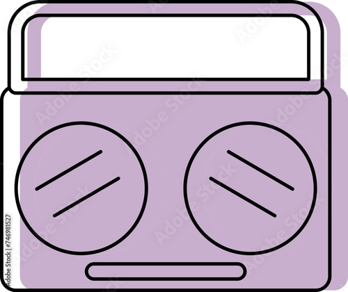 Black Line Art Radio Icon in Purple Color.