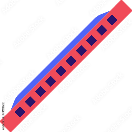 Mouth Organ or Harmonica icon in blue and red color.