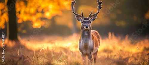 Majestic Deer Standing Proudly in Vast Field Under the Sunlight