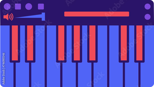 Music synthesizer or electronic piano icon in flat style.