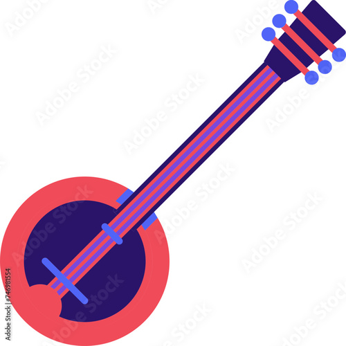 Illustration of Colorful Banjo icon in flat style.