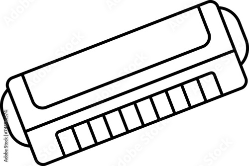 Flat Style of Harmonica or Mouth Organ Icon in black outline.