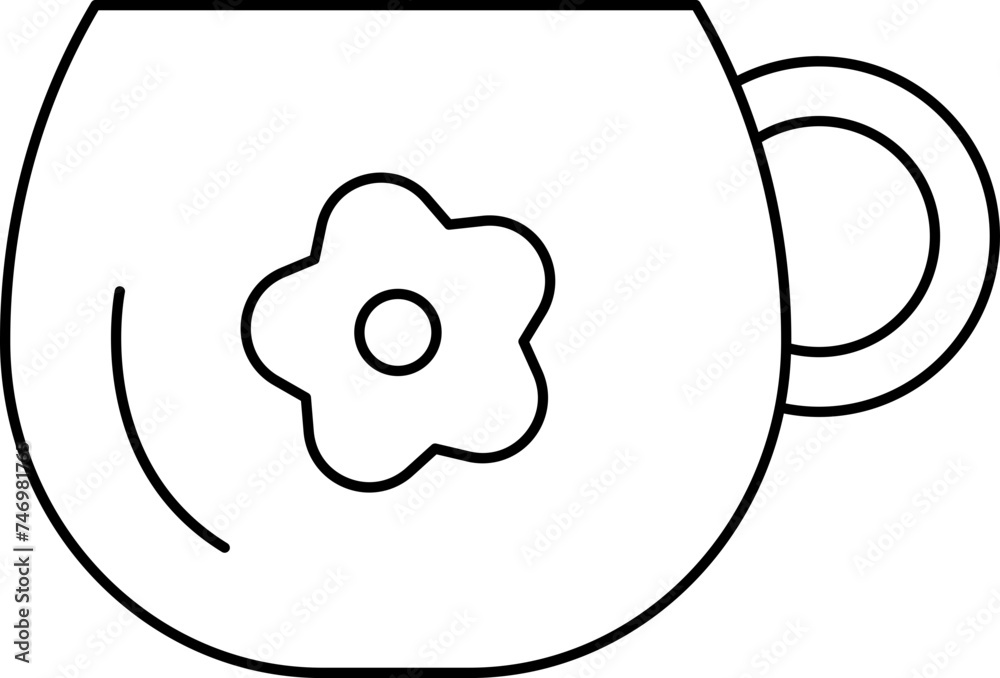 Illustration of Cup Icon in Thin Line Art. Illustration of Cup Icon in Thin Line Art.
