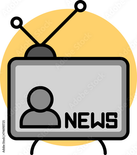 News reporter in television icon in gray color.