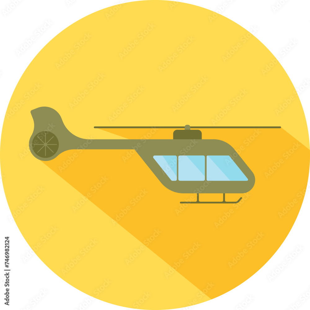Helicopter icon in green color on yellow background. Helicopter icon in green color on yellow background.