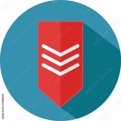 Staff sergeant rank badge icon in red and white color.