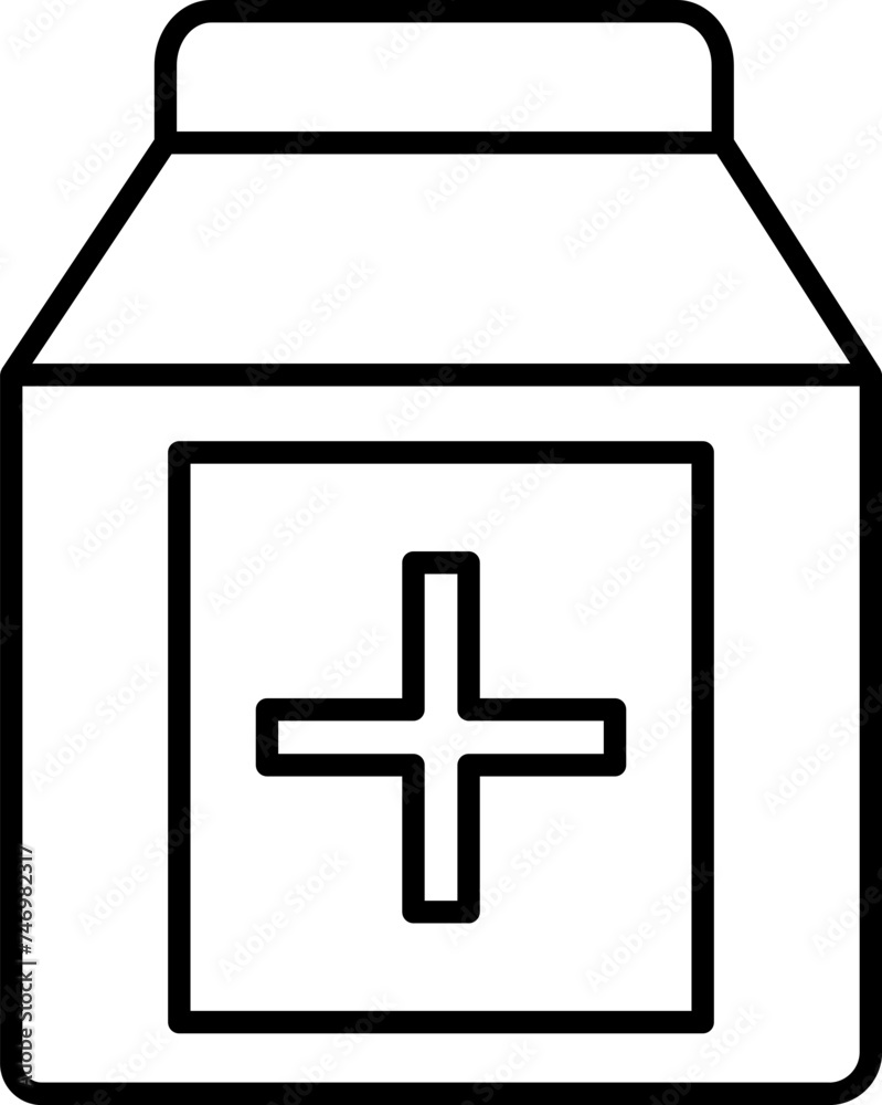 Obraz premium Flat style Medicine bottle icon in line art.