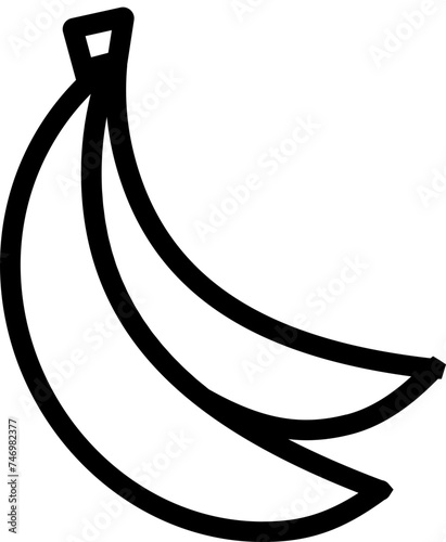 Black line art illustration of Banana icon.