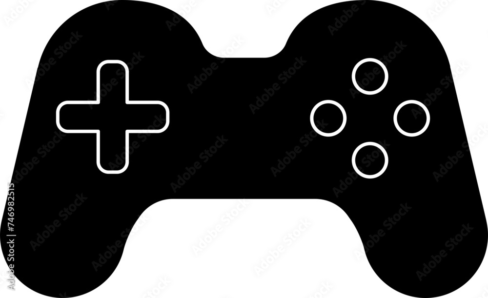 Game Controller Icon In Black And White Color.