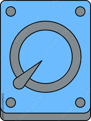 Hard Disk Icon In Blue And Gray Color.