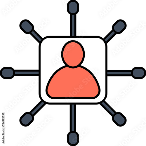 User Connection or Networking icon in orange and gray color.