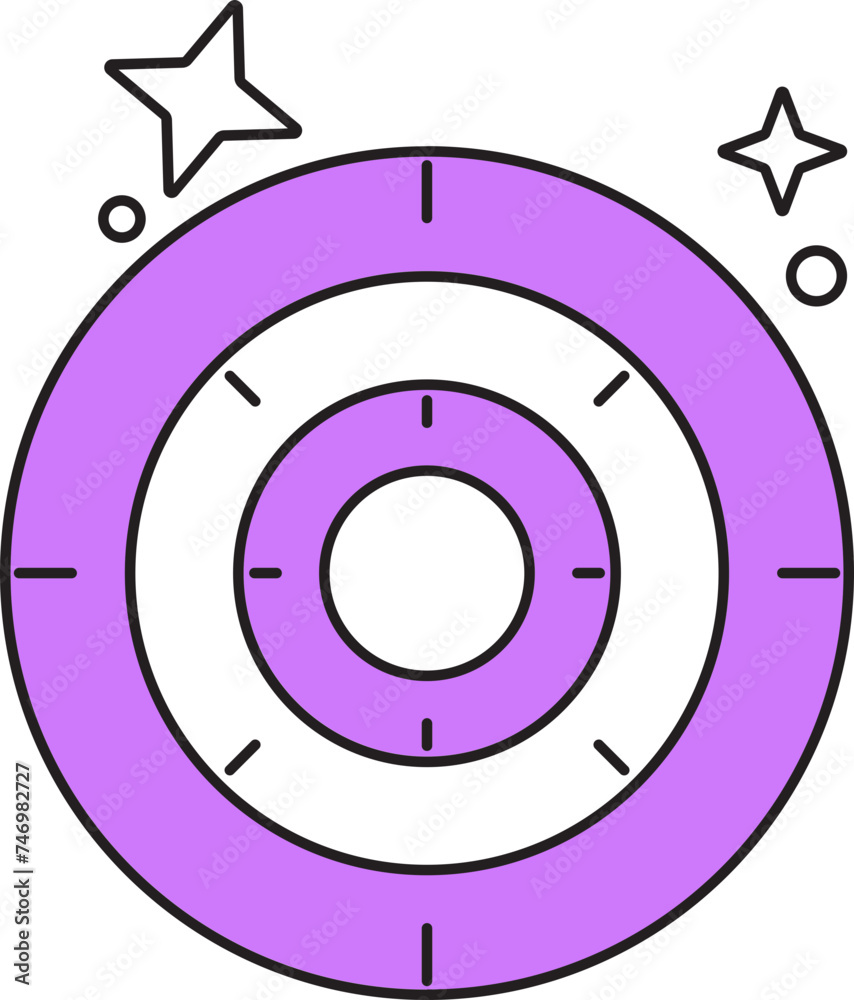 Dartboard Icon In Purple And White Color. Dartboard Icon In Purple And White Color.