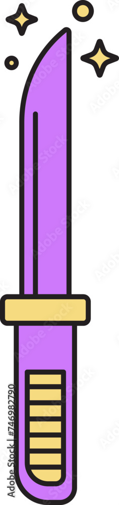 Knife Icon In Purple And Yellow Color. Knife Icon In Purple And Yellow Color.