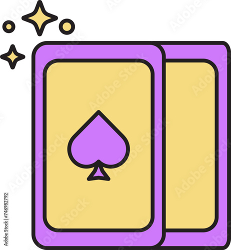 Magic Or Ace Card Icon In Purple And Yellow Color.