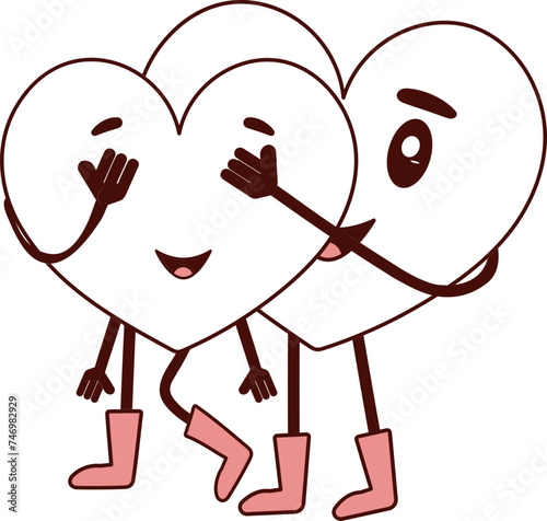 Vector Illustration Of Cartoon Heart Closing To Lover Eyes.