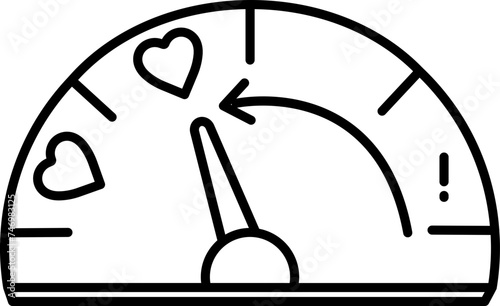 Love Meter icon in black line art.