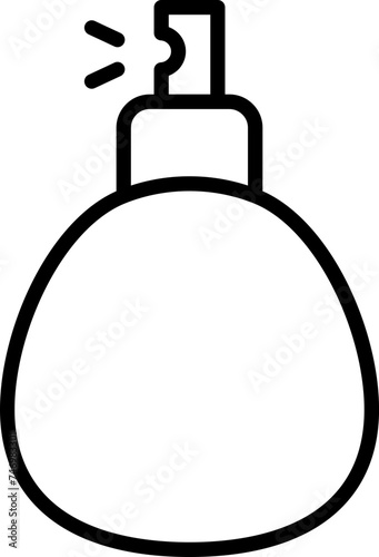 Black line art illustration of spray bottle icon.