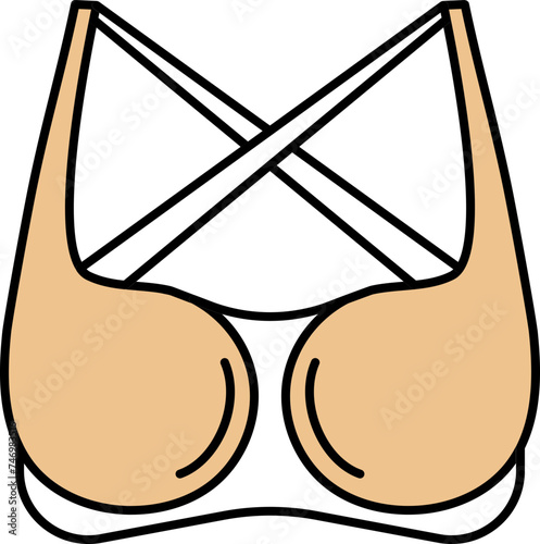 Strappy Bra Icon in Yellow and White Color.