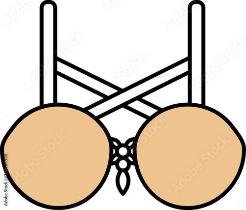 Tassel with Strappy Bra Icon in Yellow and Black Color.