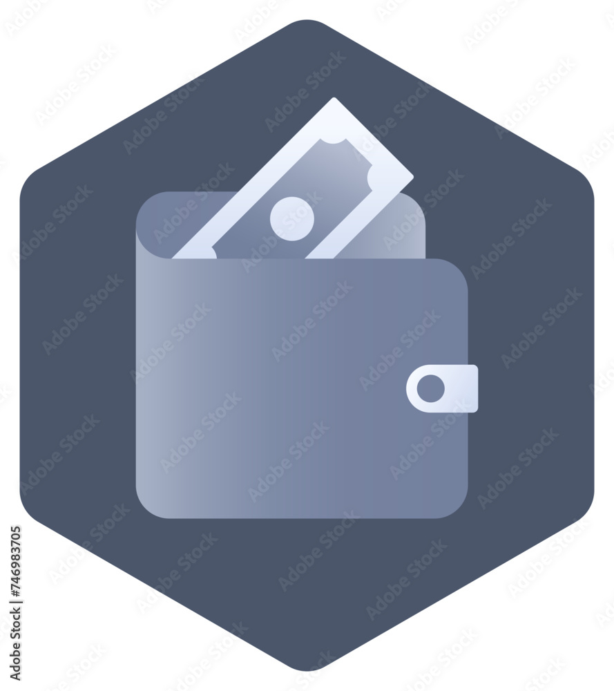 Illustration Of Wallet Icon On Hexagonal Shape. Illustration Of Wallet Icon On Hexagonal Shape.