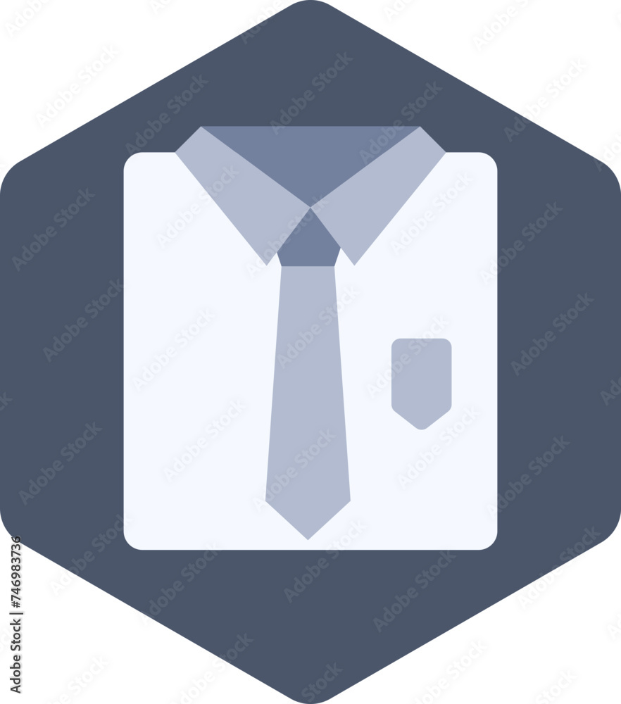 Shirt And Tie Icon In Gray And White Color. Shirt And Tie Icon In Gray And White Color.