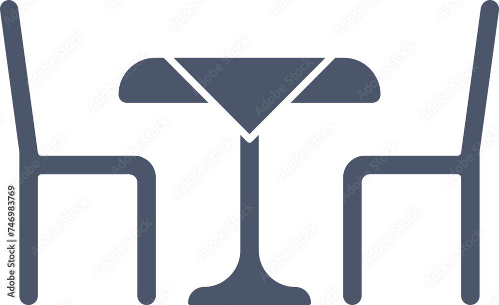 Illustration Of Dining Table Icon In White And Blue Color. Illustration Of Dining Table Icon In White And Blue Color.