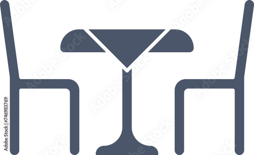 Illustration Of Dining Table Icon In White And Blue Color.
