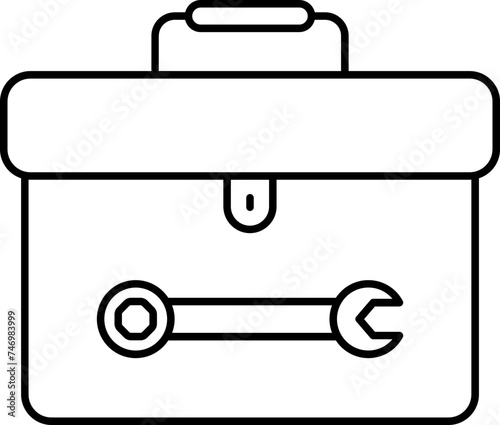 Wrench tool box icon in thin line art.